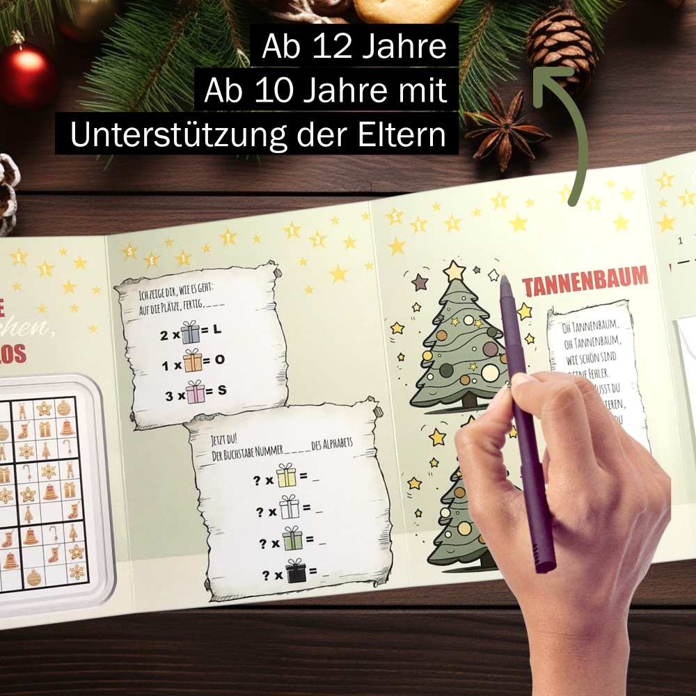 Set aus 3 Weihnachts-Rätselkarten